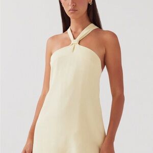 Peppermayo Cream Halter Mini Dress